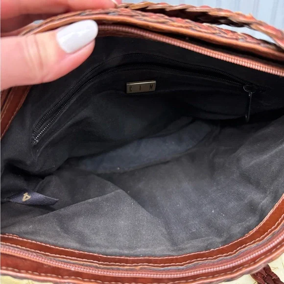 GEM Vintage Genuine Leather Brown Woven Crossbody Bag Made in Brazil - Picture 12 of 16